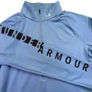 Under Armour Jacket Women's Large Light Weight Quarter Zip Running Blue Athletic